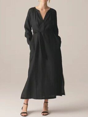 J. Crew Linen Cabana Dress Black Size S NWT Oversize